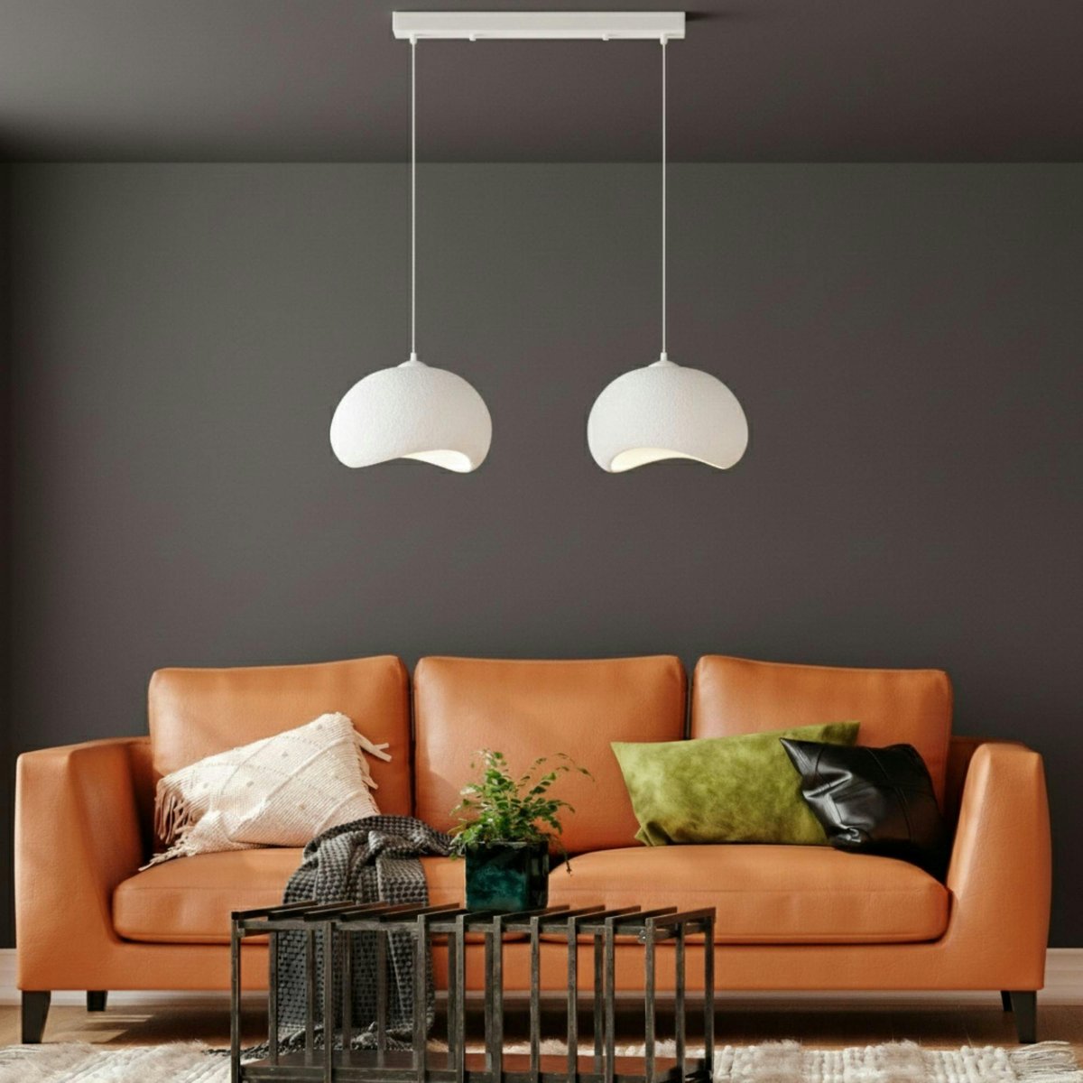 Suspension blanche îlot cuisine 2 lampes 80 cm NOXIS blanc, PIER IMPORT