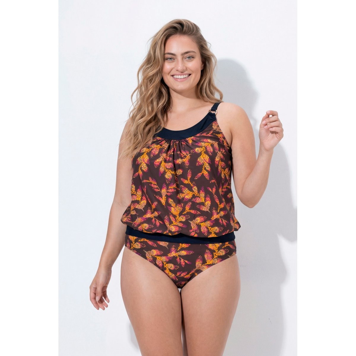 Tankini motif feuilles brun terre, ULLA POPKEN