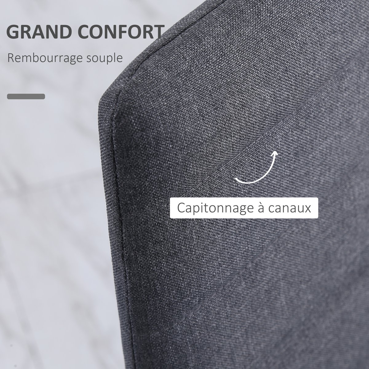 Chaise de salle à manger Lin (100% polyester) gris, HOMCOM