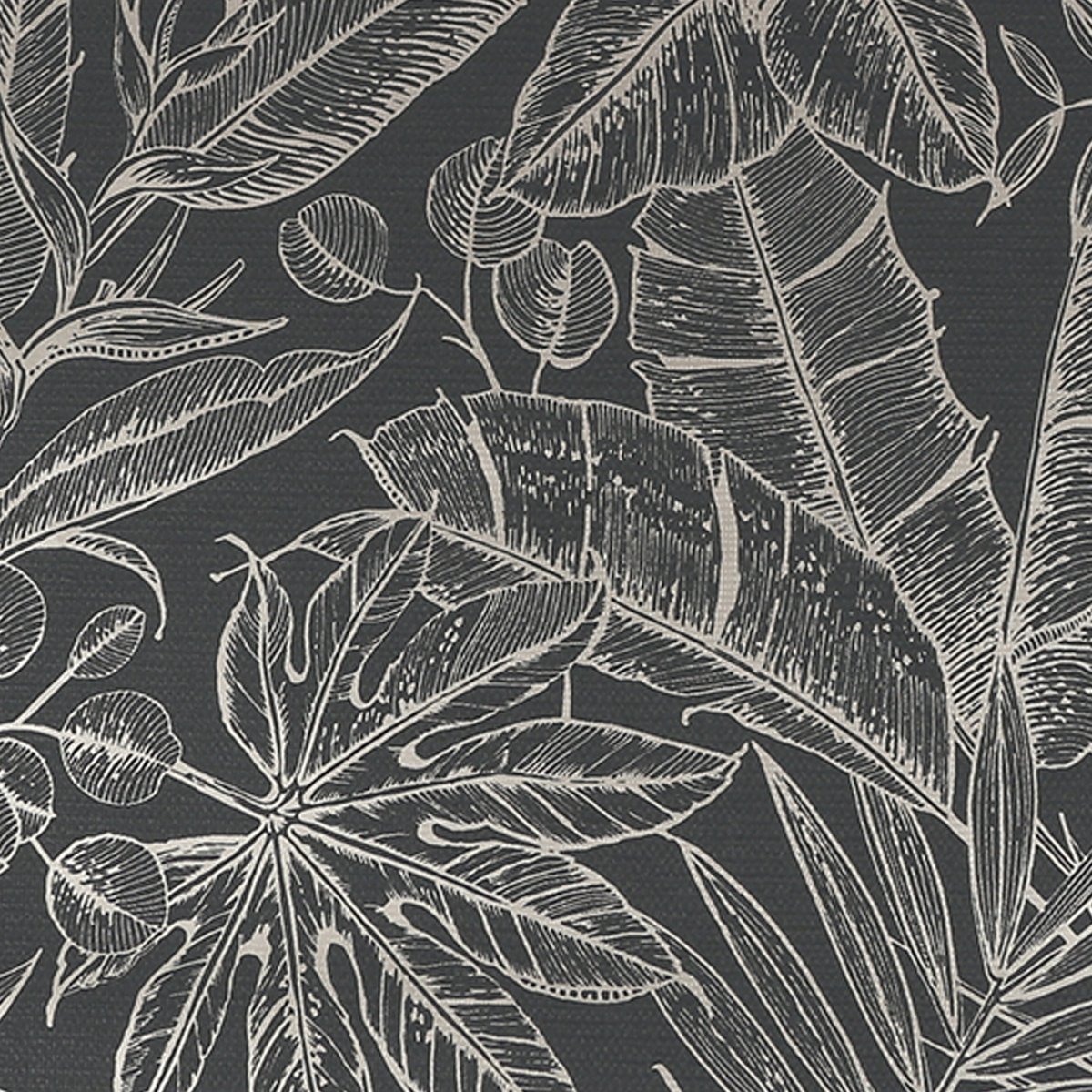 Papier peint Feuillage étincelant Paradis Doré anthracite, BOUTIQUE
