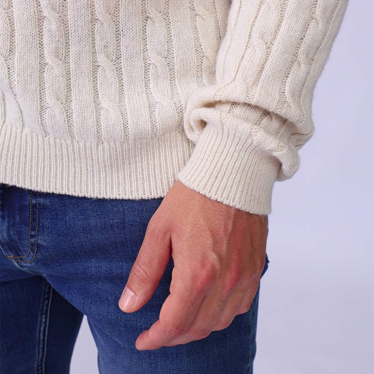 Pull torsadé Hector ecru, MISE AU GREEN