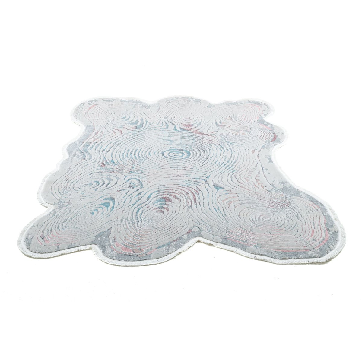 Tapis tissé à la machine en polyester bleu, THEKO