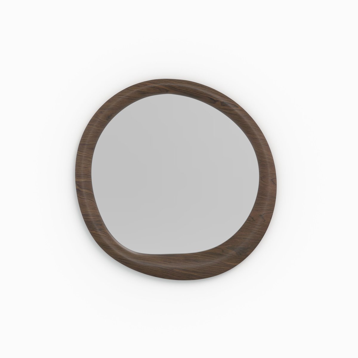 Miroir rond en placage noyer, D100 cm - YOKO marron foncé, MAISON PAVANE