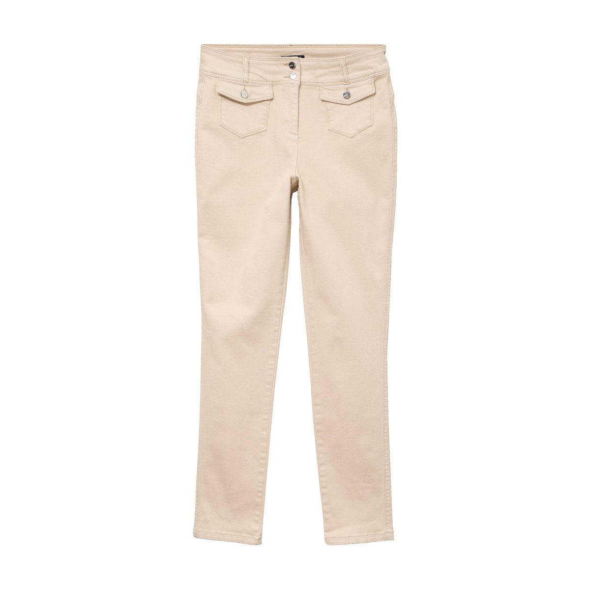 Jean ajusté taille haute longue beige claire, BREAL