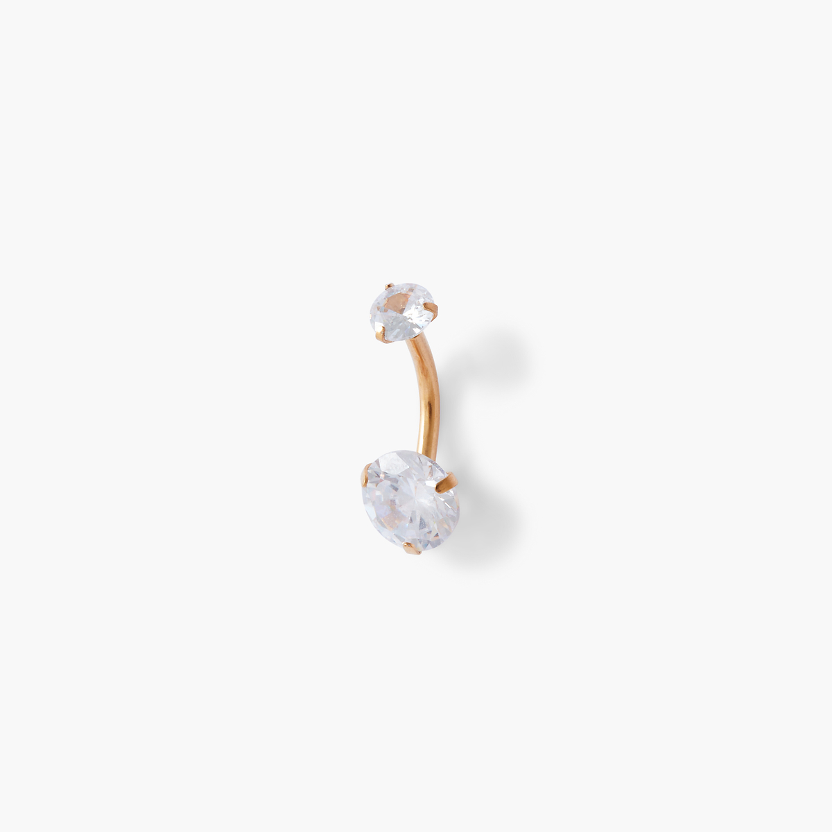 Piercing stud pour nombril doré double strass de zirconium doré, BALABOOSTE