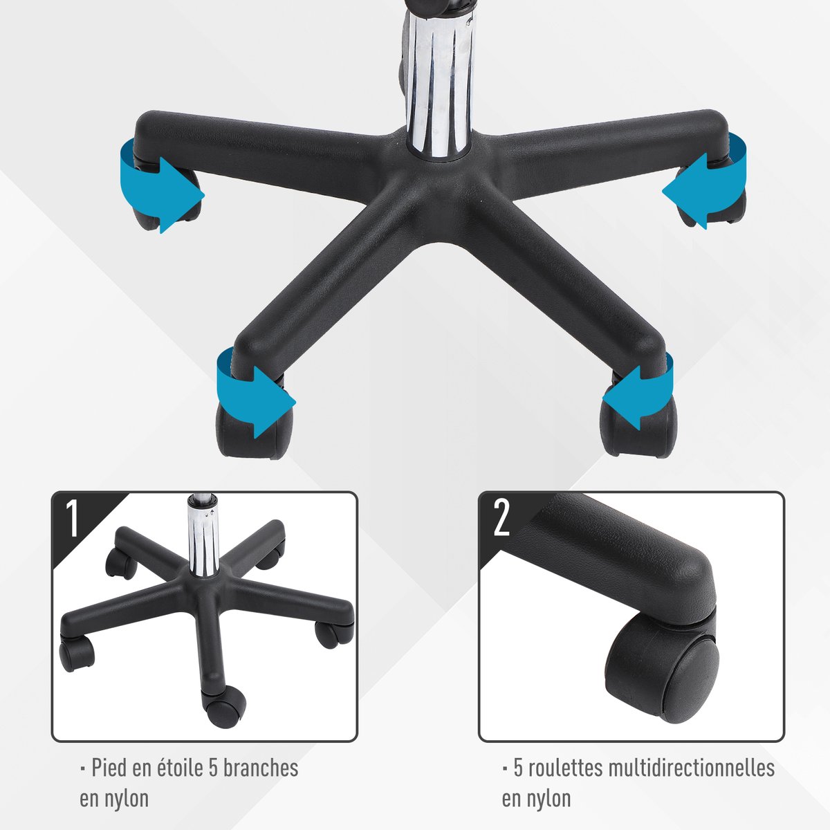 Tabouret de salon Simili cuir Noir noir, HOMCOM