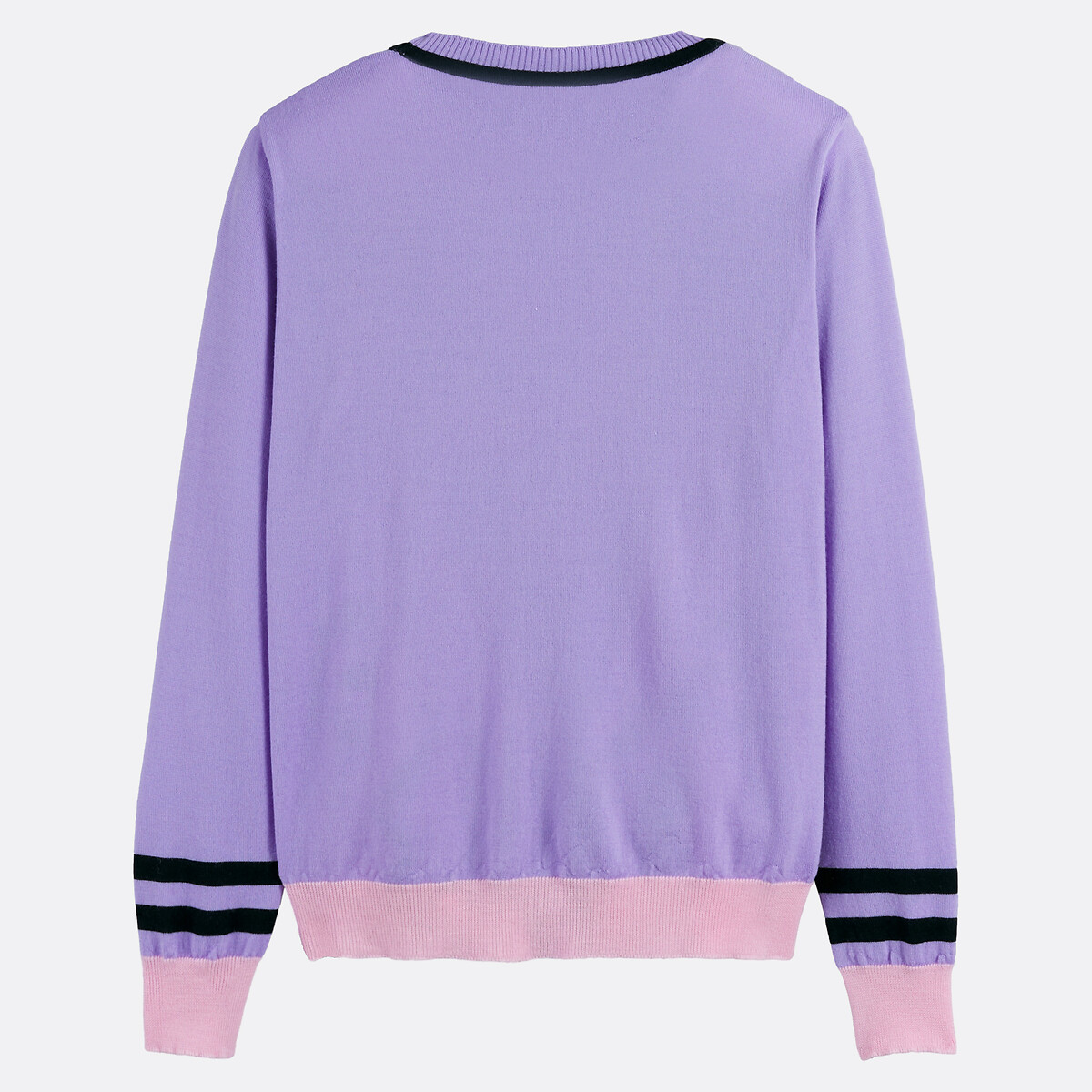 Cardigan lungo con scollo a V profondo in lana merino viola parma, BLANCHEMAILLE