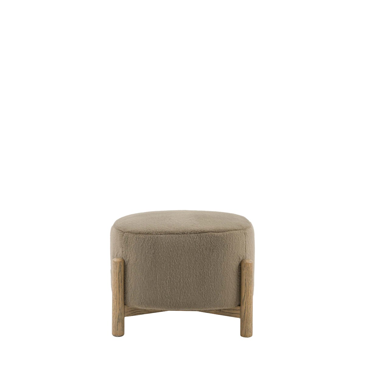 Tristan Faux Fur Footstool khaki, ÉDITÉ