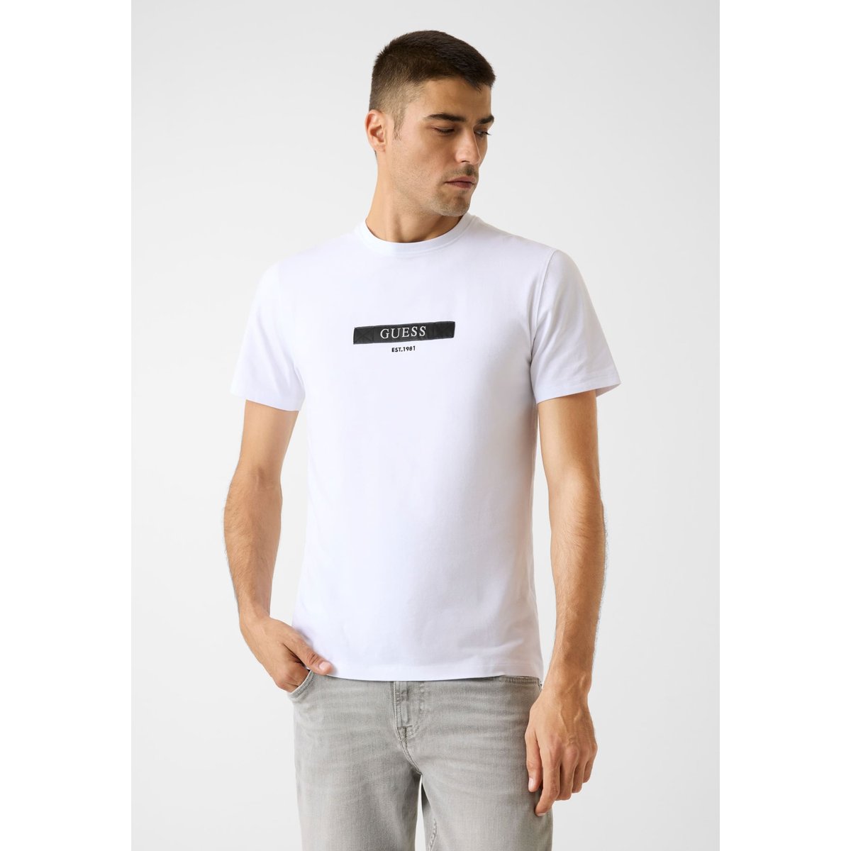 T-Shirt Logo Triangle blanc, GUESS