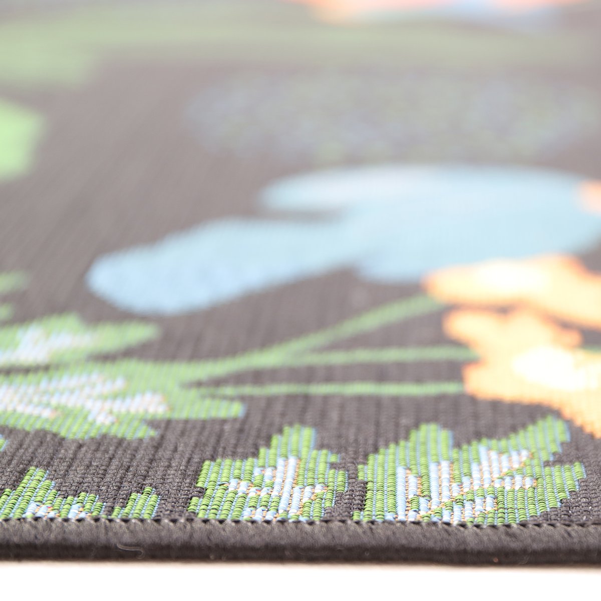 Tapis outdoor imprimé oiseaux BLOOM noir, NATTIOT