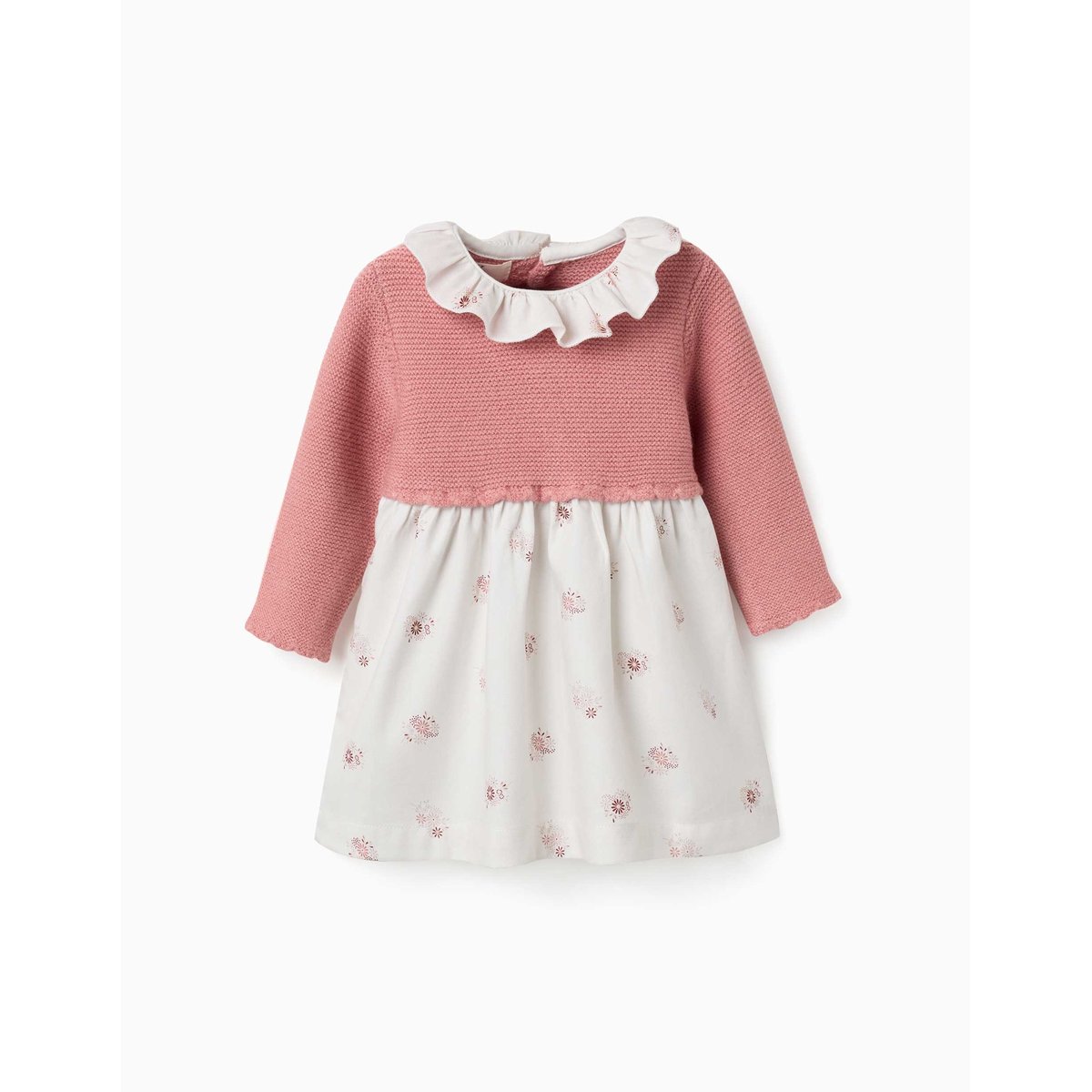 Robe bi-matière avec imprimé floral rose, ZIPPY
