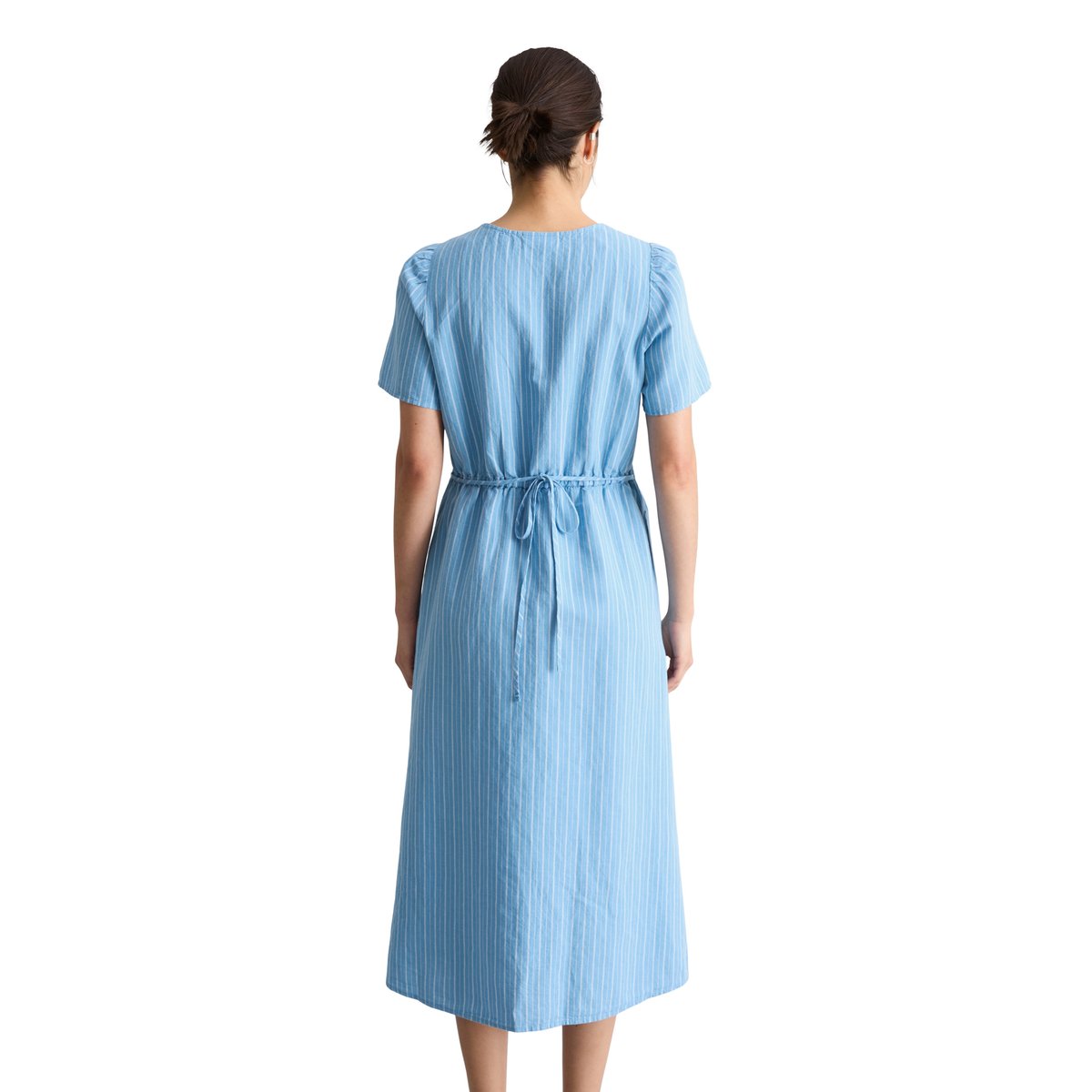 Robe à rayures régulière en mélange de lin et de coton bleu, MARC O’POLO DENIM