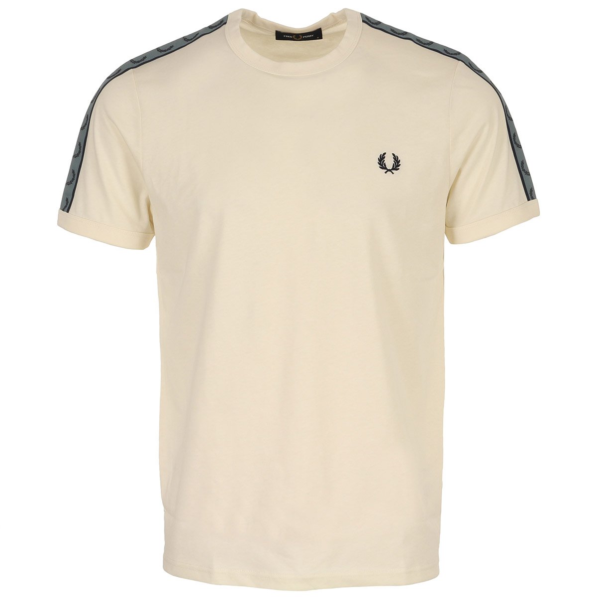 T-shirt CONTRAST TAPE RINGER ecru navy, FRED PERRY