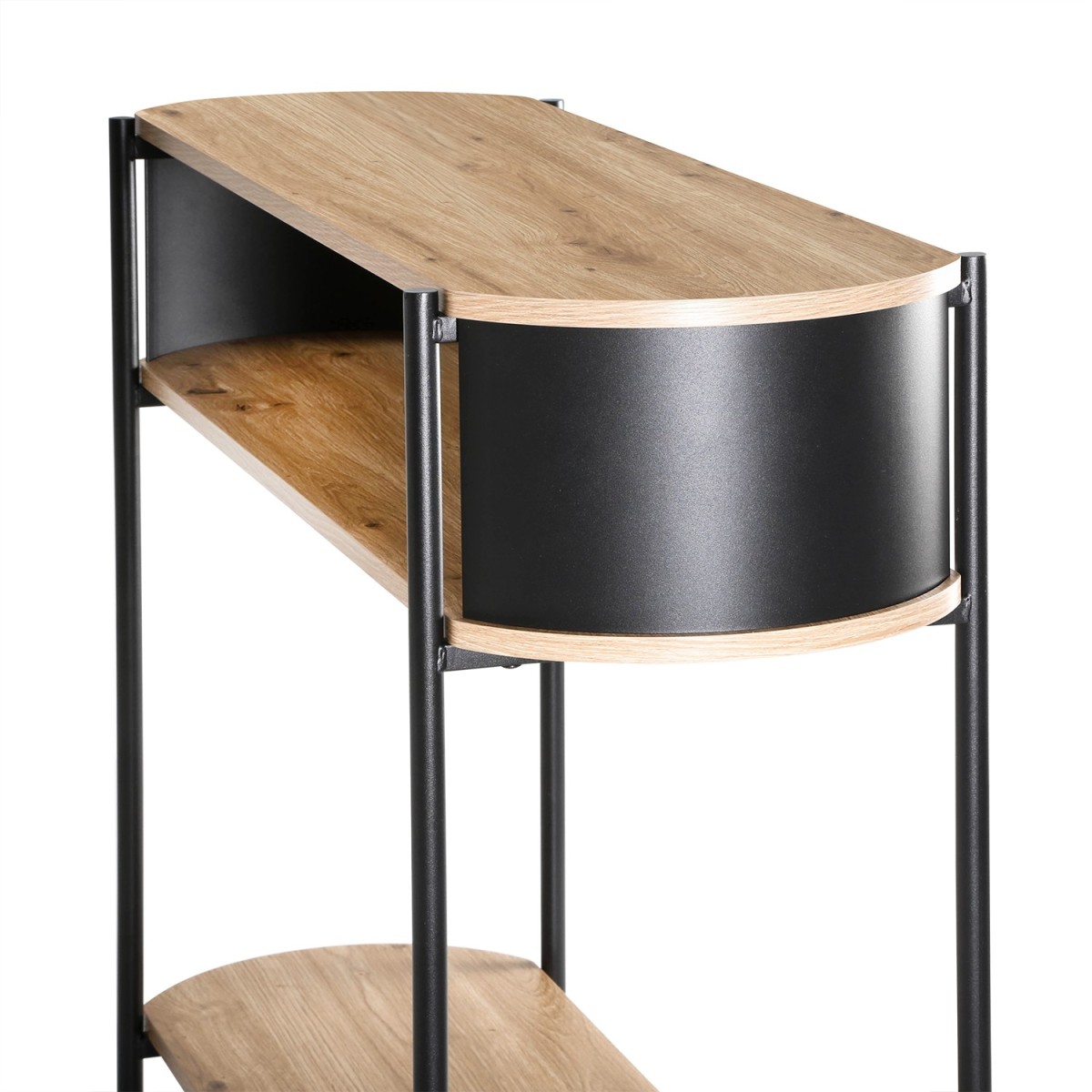 Console 3 niveaux avec flancs en métal bois clair, CALICOSY
