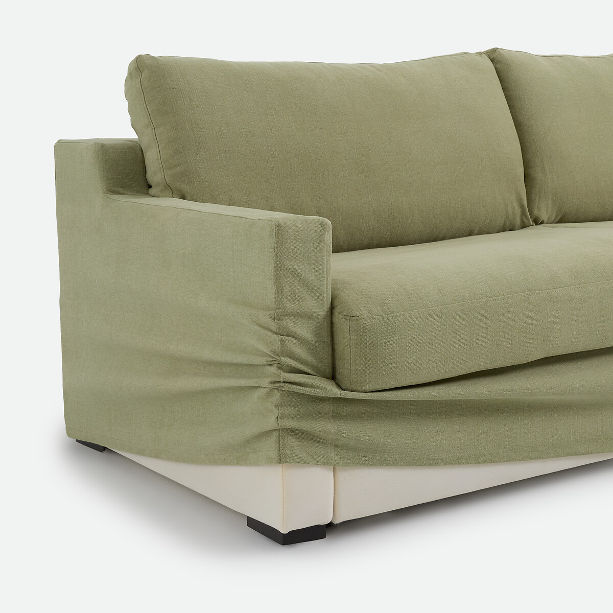 Canapé convertible déhoussable, 2, 3 ou 4 places, en coton et lin, LINETTO vert clair, LA REDOUTE INTERIEURS