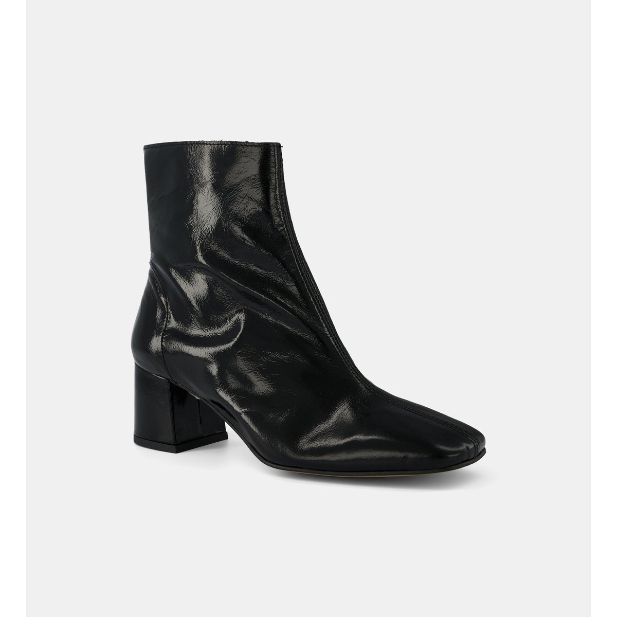 Bottines à petits talons vaea cuir verni noir, GALERIES LAFAYETTE