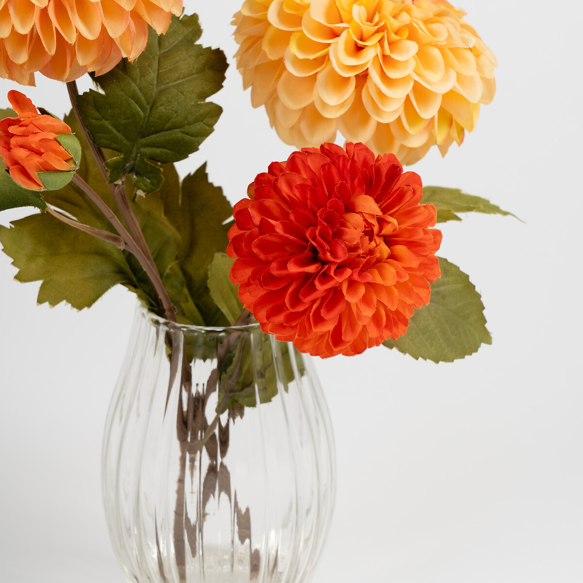 35cm Dahlia Arrrangement in Glass Vase orange, SO'HOME