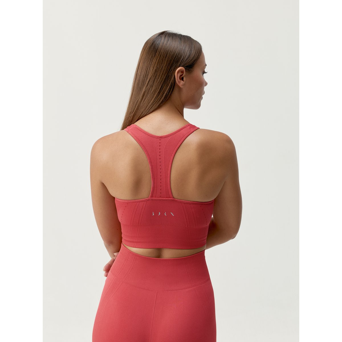 Brassière de sport femme Zina maintien moyen coussinets amovibles terre cuite goji, BORN