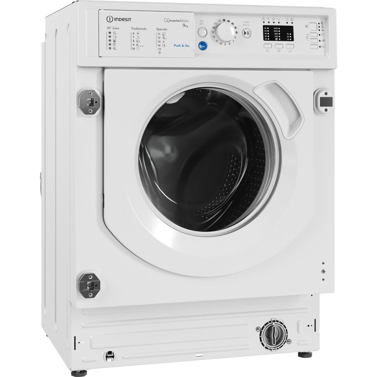 Lave linge hublot encastrable BIWMIL9146FR - 9 kg - 1400 tr/min - Classe A - Moteur induction blanc, INDESIT
