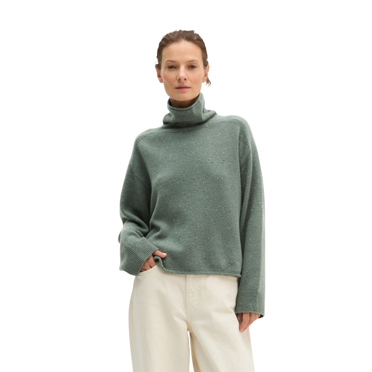 Pull en tweed, coupe classique en mélange de laine vierge gris, MARC O'POLO
