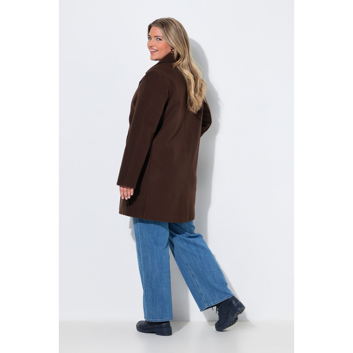 Manteau en laine mélangée chocolat noir, ULLA POPKEN
