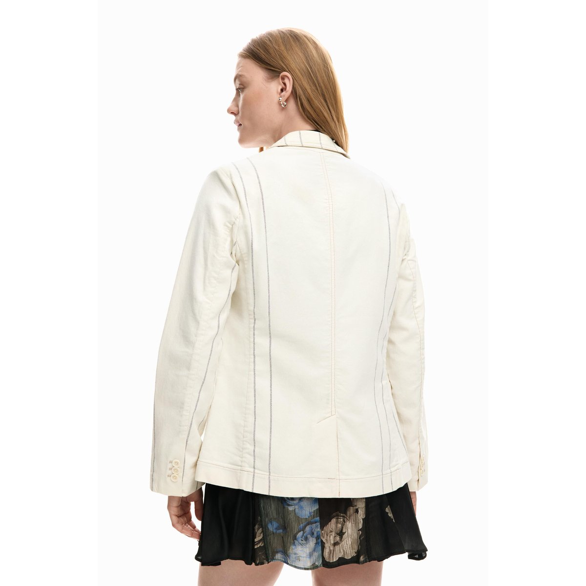 Blazer rayé asymétrique beige, DESIGUAL