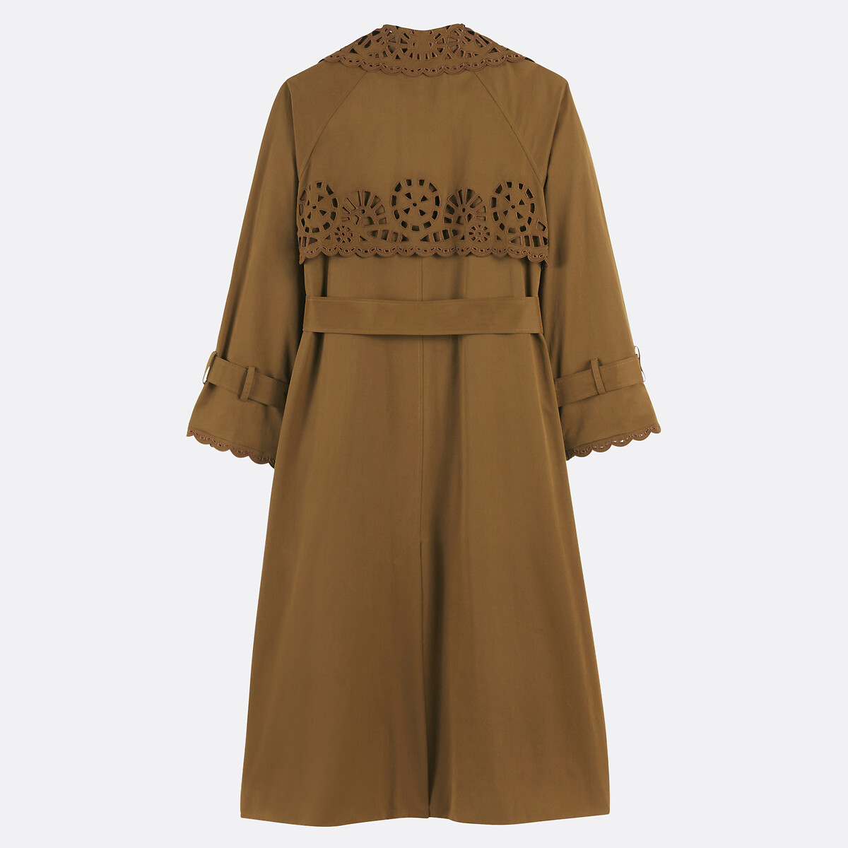 Long Trench Coat with Belt and Button Fastening dark beige, La Redoute Collections x Louise Misha