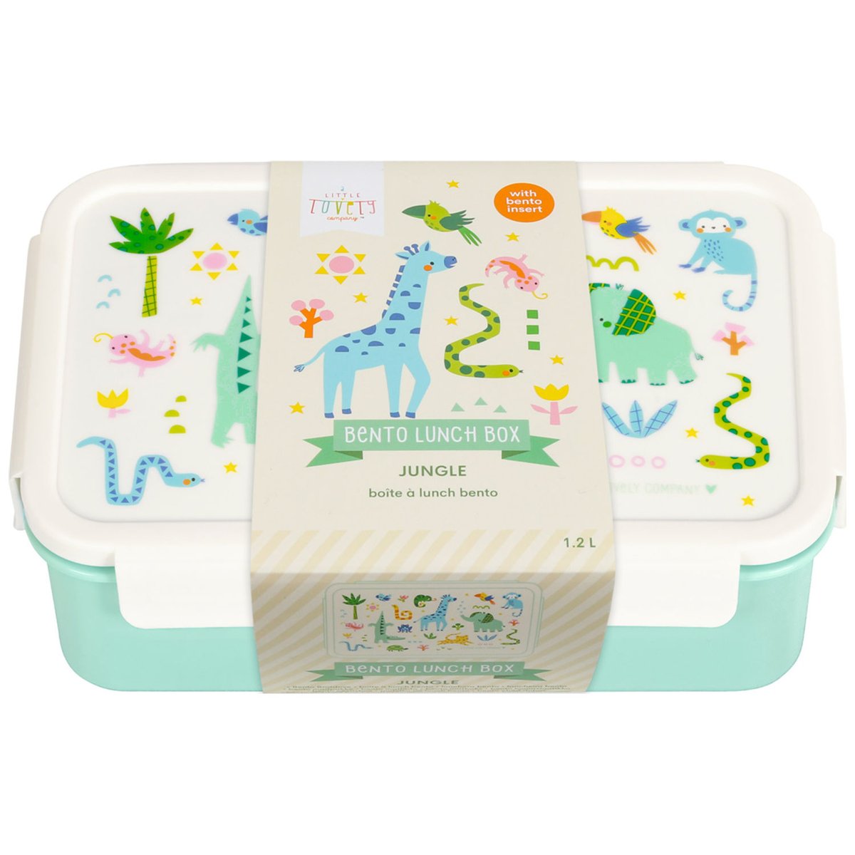 Lunch box blanc, vert, bleu, A LITTLE LOVELY COMPANY