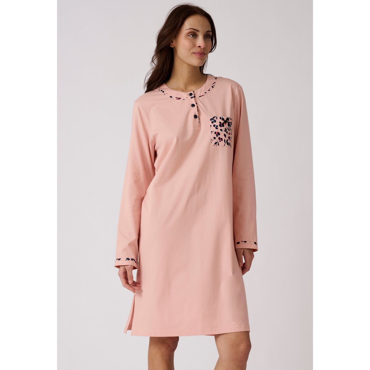 Liquette maille jersey, long 95 cm rose imp., DAMART