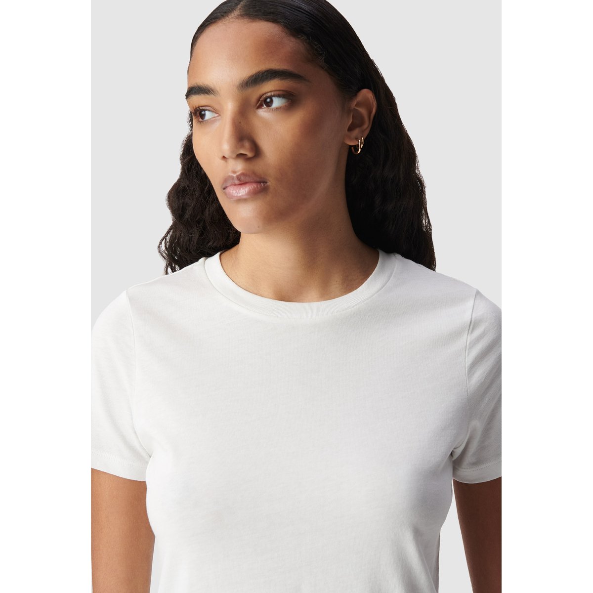Tee-shirt droit col rond broderie chevrons dos blanc cassé, IKKS