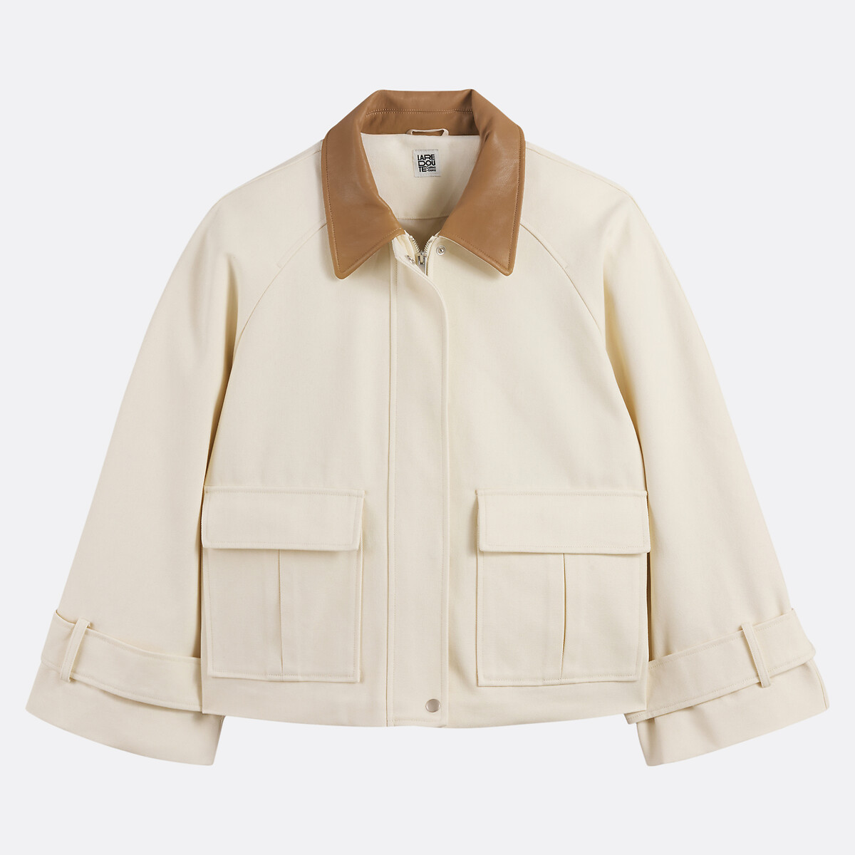 Veste en coton avec col contrasté ivoire, LA REDOUTE COLLECTIONS