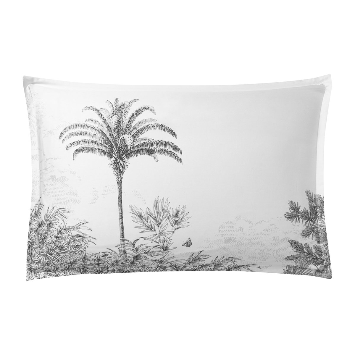 Taie d'oreiller imprimée en satin de coton bio, AMAZONE blanc, ALEXANDRE TURPAULT