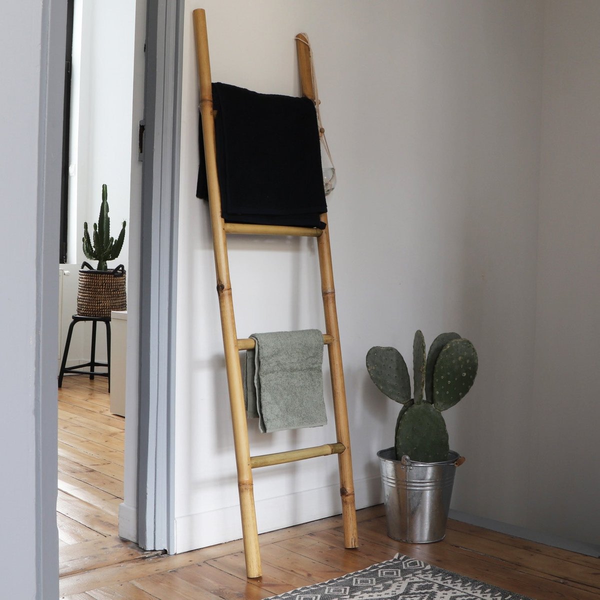 Echelle porte-serviette en bois de bambou CLARA naturel, BERAH GETAH