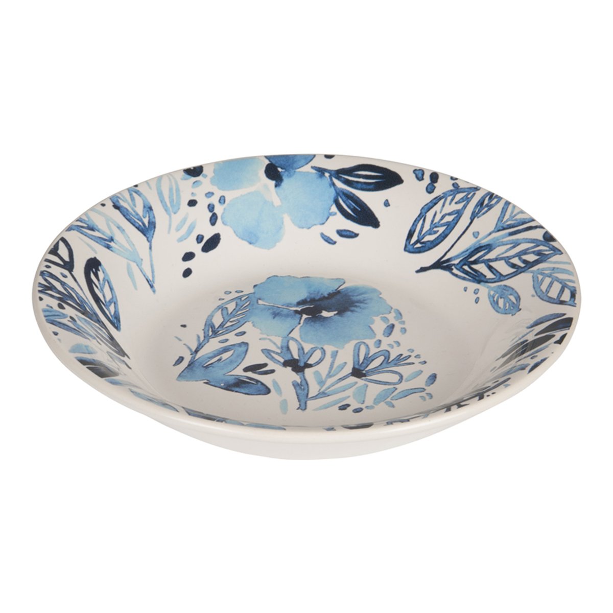 Assiette creuse Jardin bleu 20,5 cm (lot de 6) blanc, TREND'UP