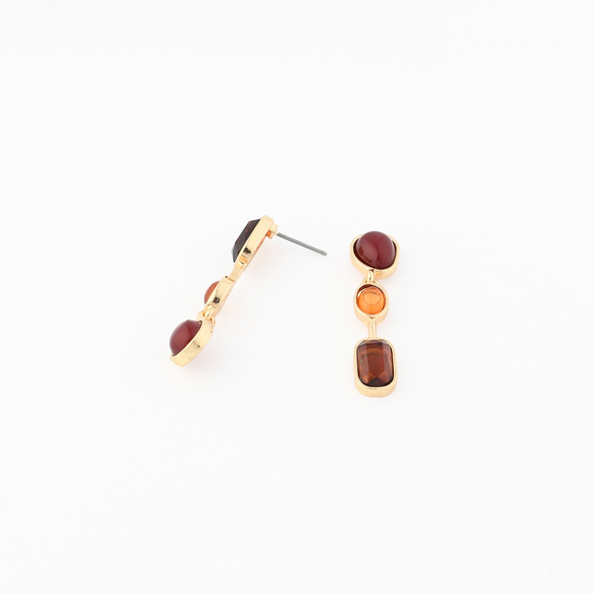 Boucles d'oreilles asymétriques à cabochons marron, BALABOOSTE