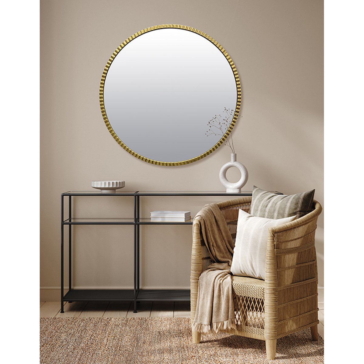 Miroir rond 80cm or, EMDE