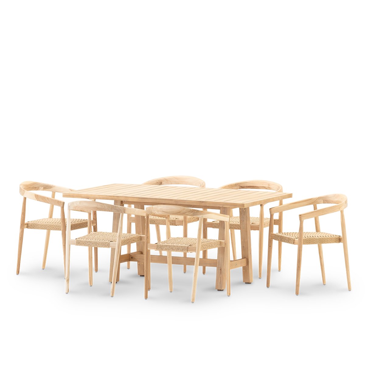 Salon de jardin, 6 fauteuils, SIENA & MODENA bois clair, beige, DEFORA HOME