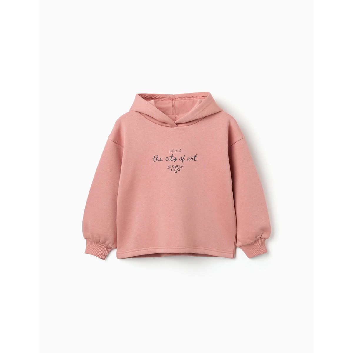 Sweat en coton peigné à capuche et imprimé City of Art rose, ZIPPY