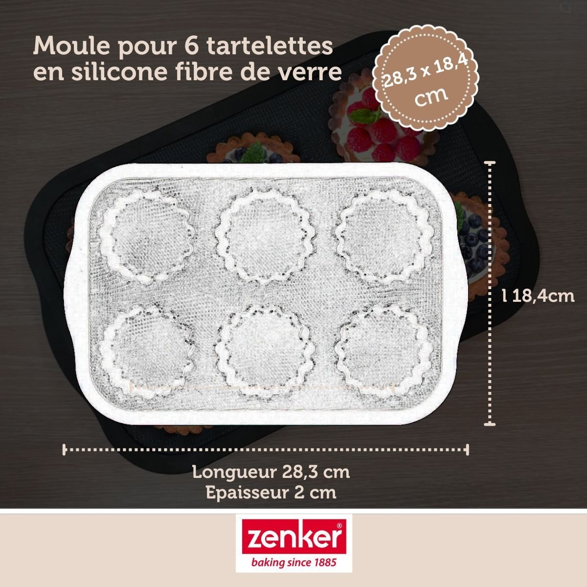 Set de 4 ustensiles de pâtisserie moule SILICONE FIBRE DE VERRE noir|gris, ZENKER