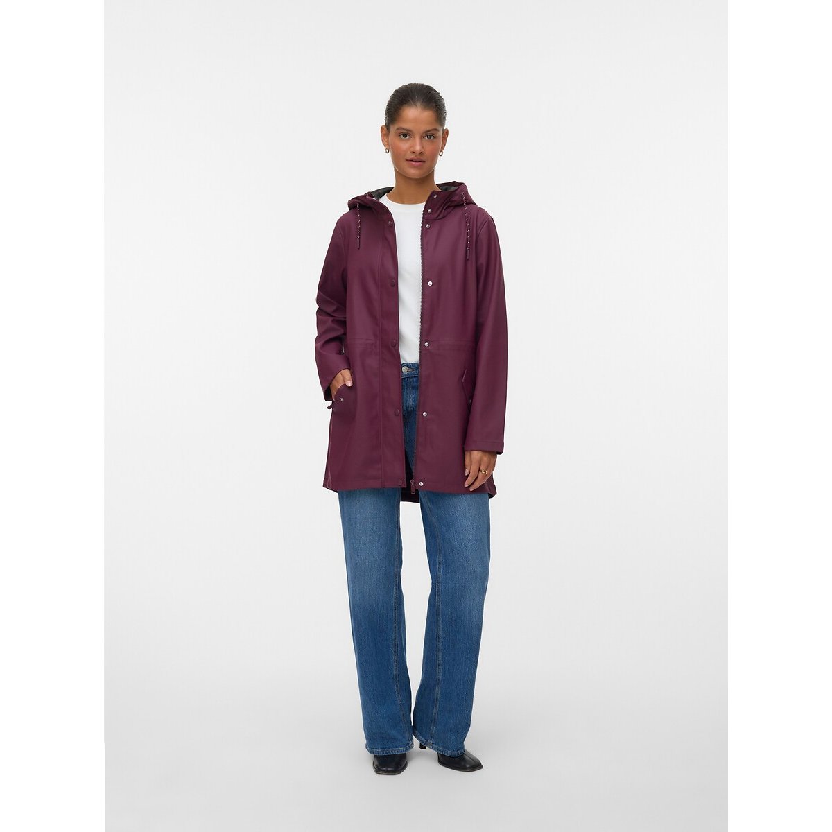 Cerata media lunghezza con cappuccio bordeaux , VERO MODA