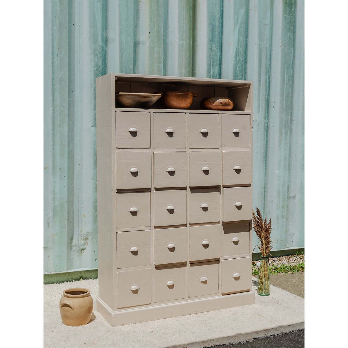 Meuble de métier à 20 casiers en bois Fernand N°351 - Bon état rose, DEBONGOUT