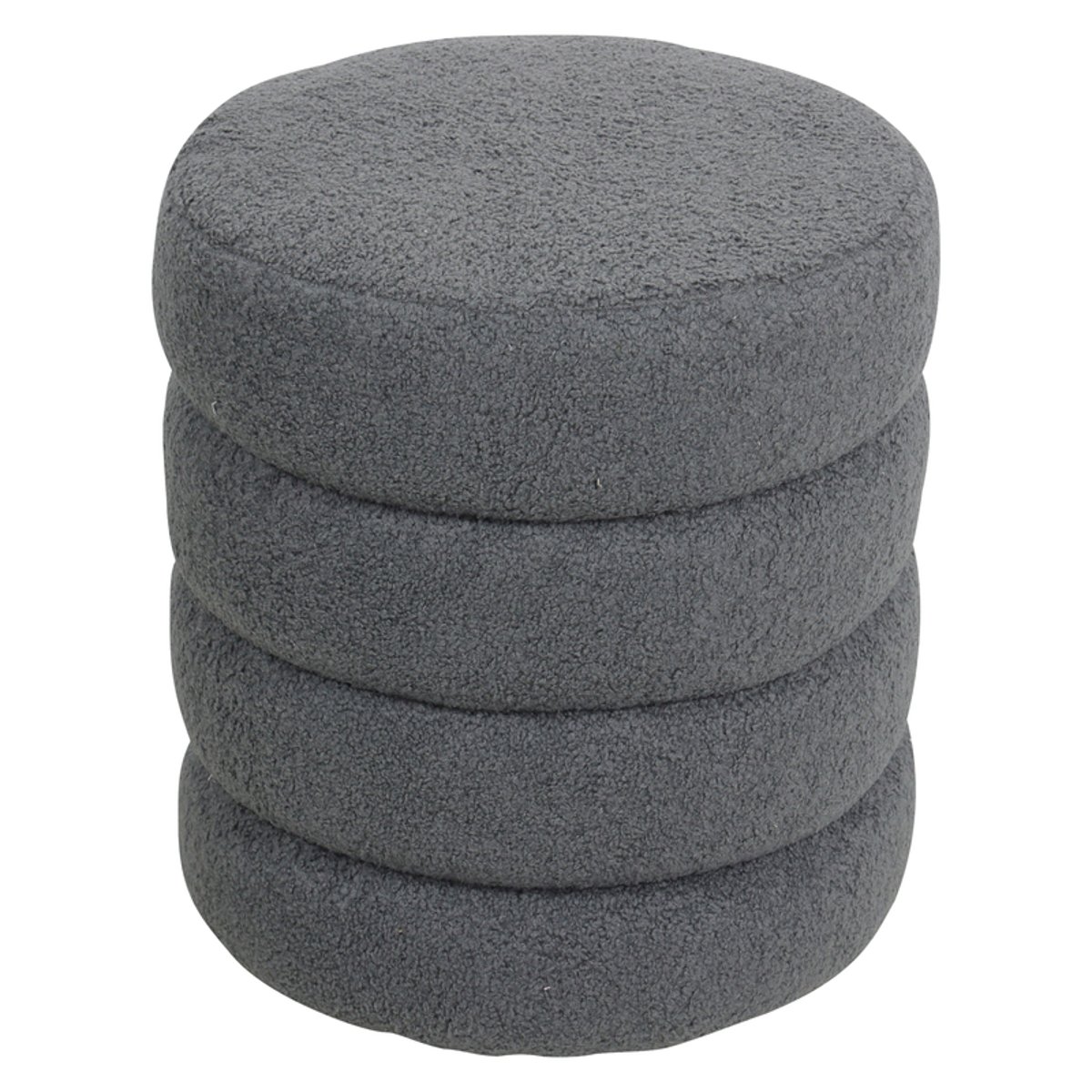 Pouf tissu bouclette rase gris bleu, ZAGO