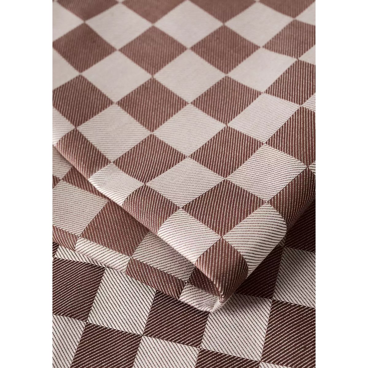 Lot de 2 serviettes de table en coton jacquard à carreaux marron, MANGO HOME