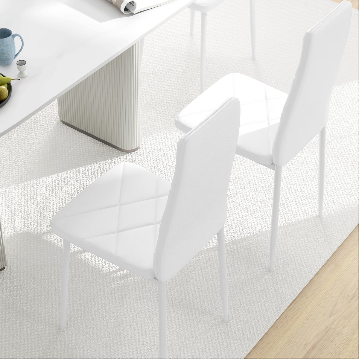 Chaise de salle à manger Revêtement blanc, HOMCOM