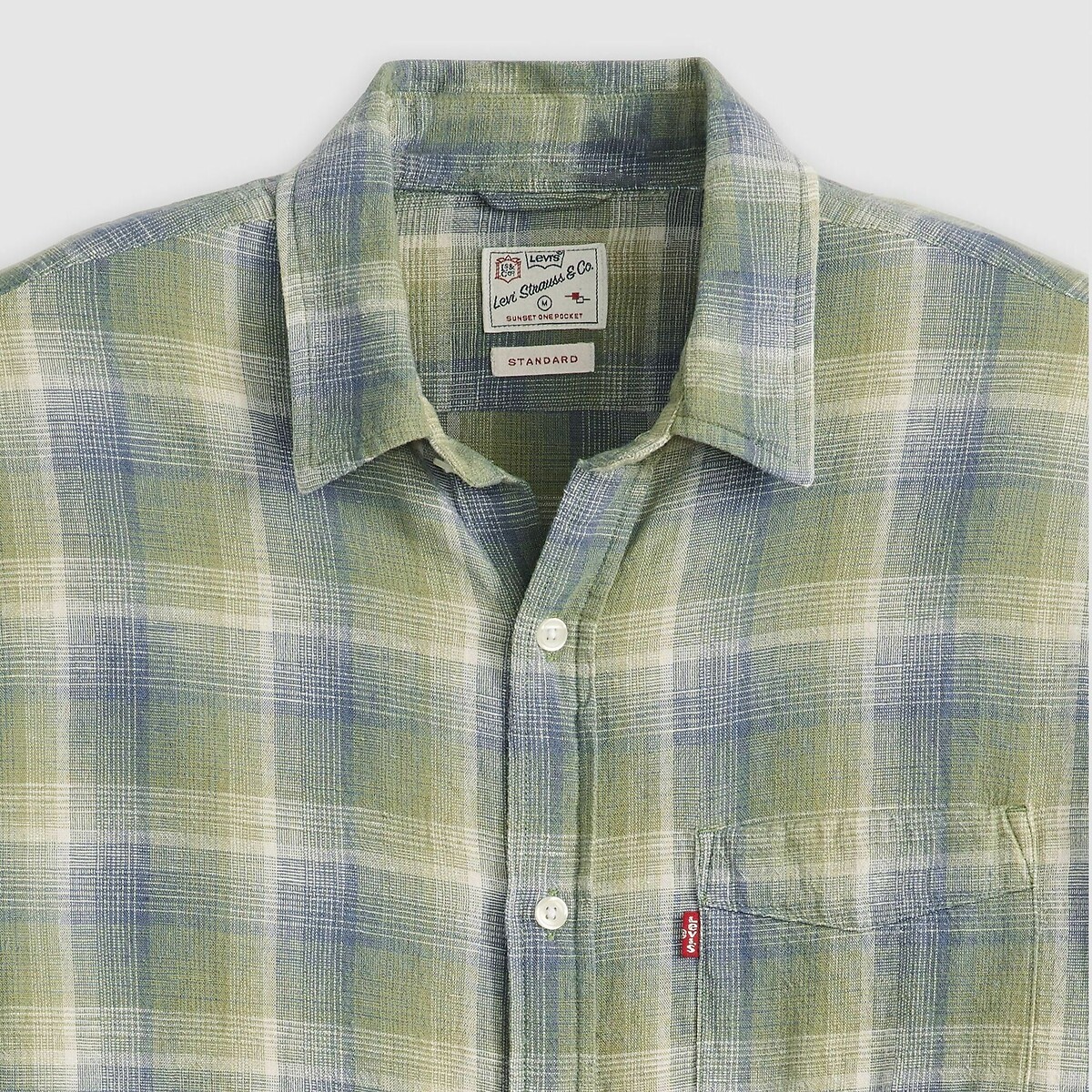 Cotton Linen Shirt in Regular Fit with Pocket khaki checks, LEVI'S