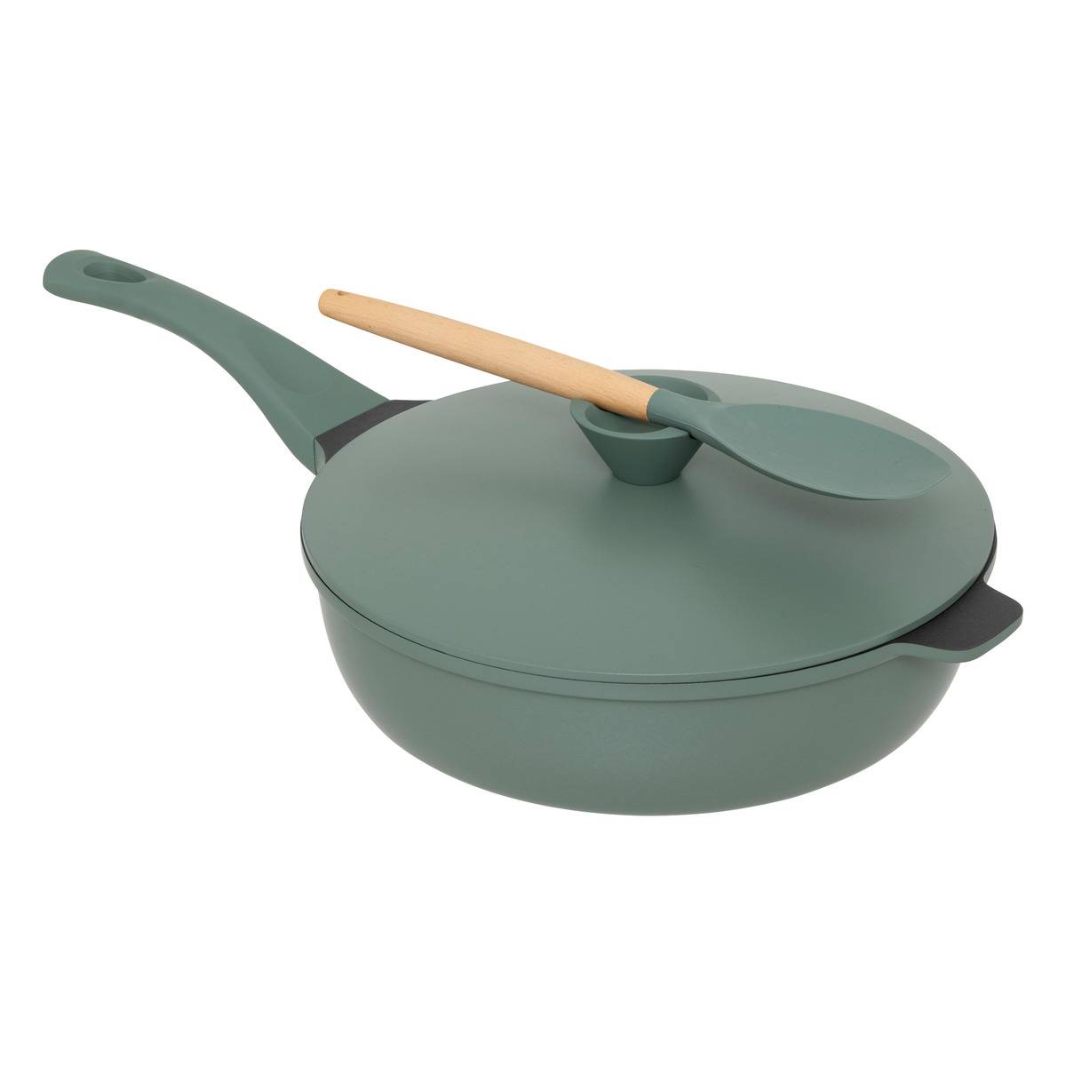Sauteuse 28cm en fonte d'aluminium avec panier vapeur ALURO vert olive, 5FIVE SIMPLY SMART