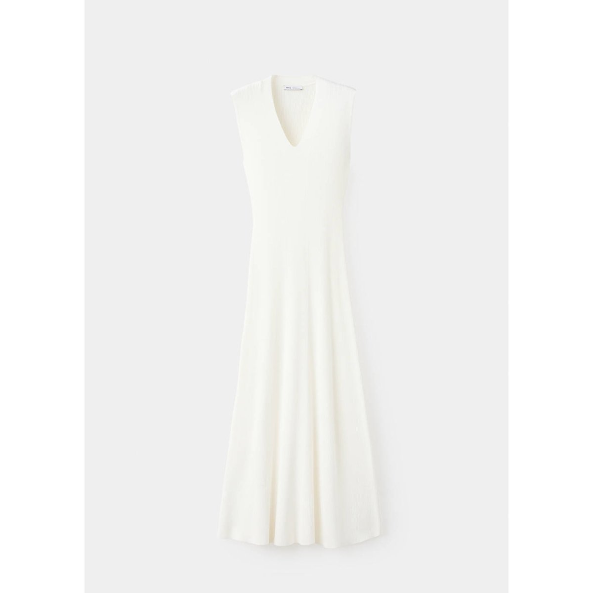 Robe en maille col V blanc, MANGO