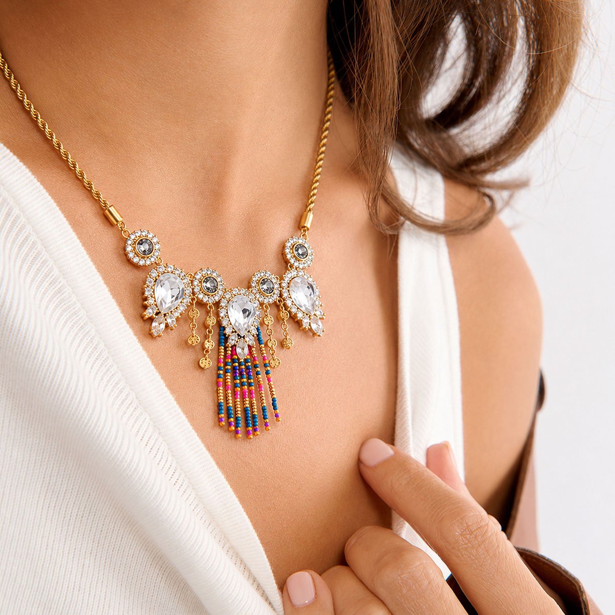 Collier de perles avec pendentif central TADAKI bleu, HIPANEMA