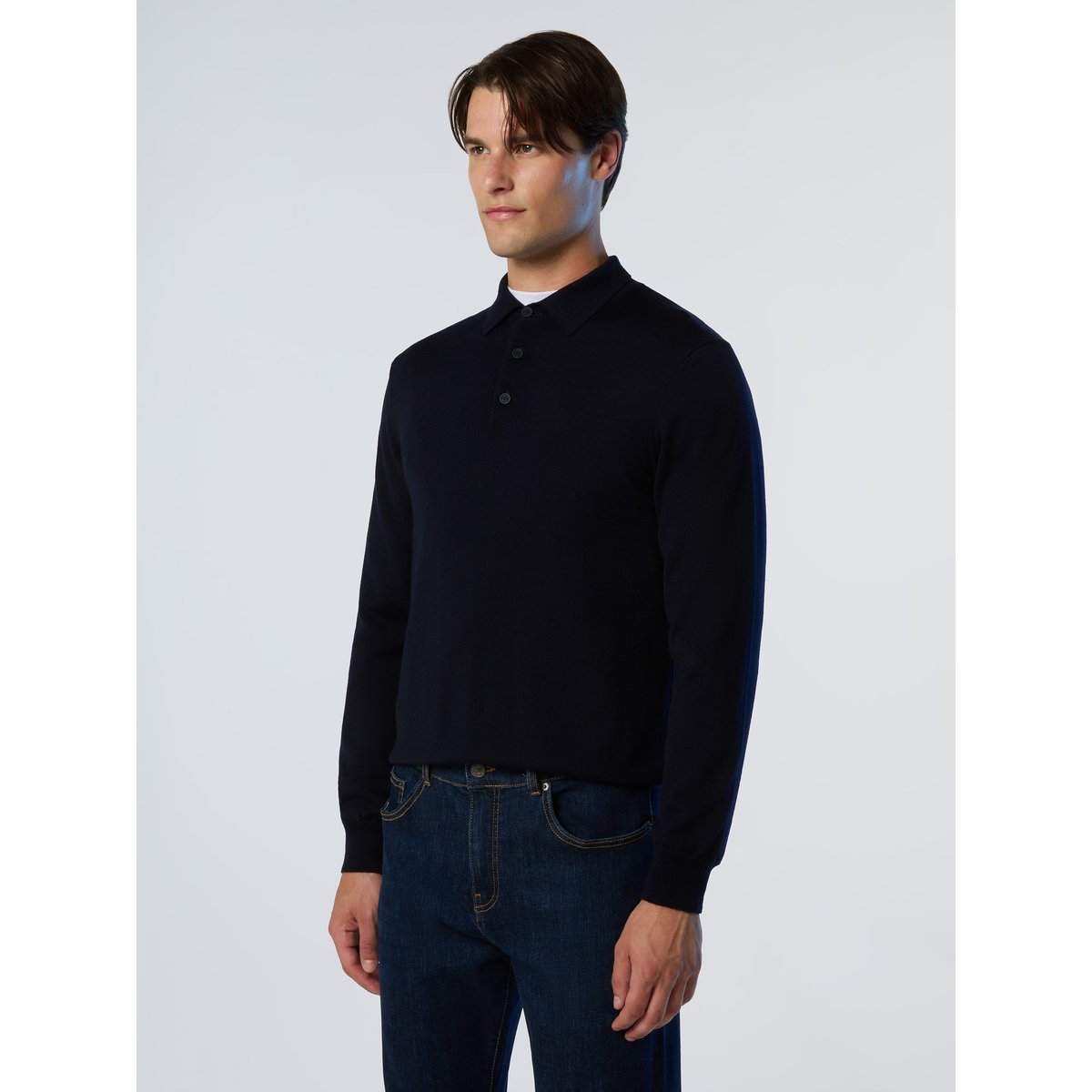 Pull polo en laine mérinos bleu marine, NORTH SAILS