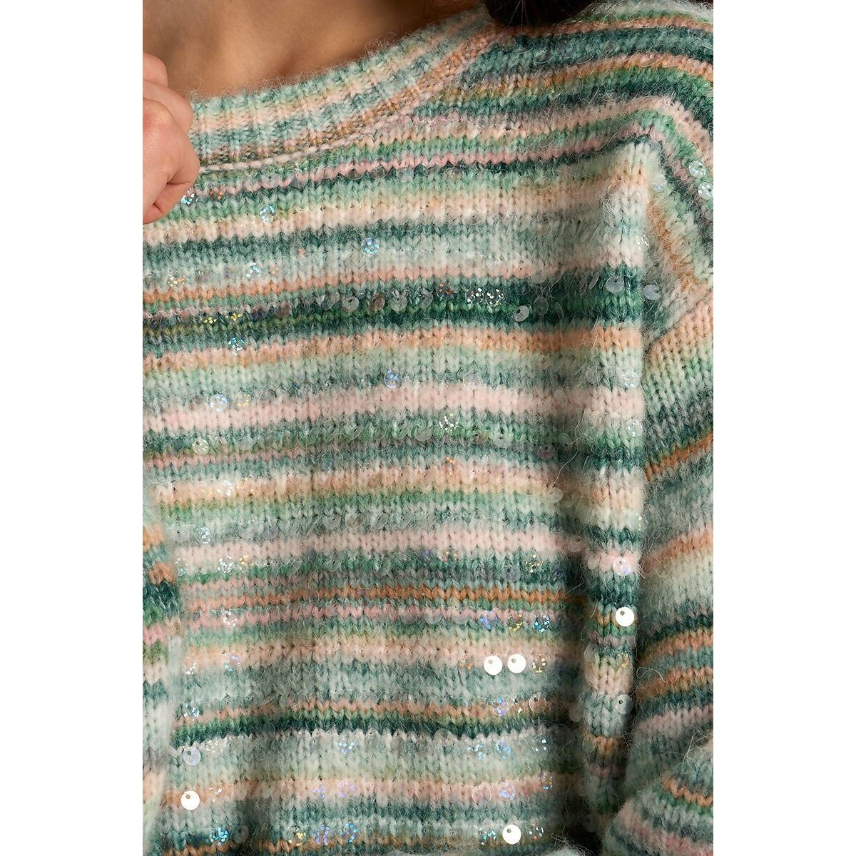 Pull girocollo con stampa tie-dye blu, MOLLY BRACKEN